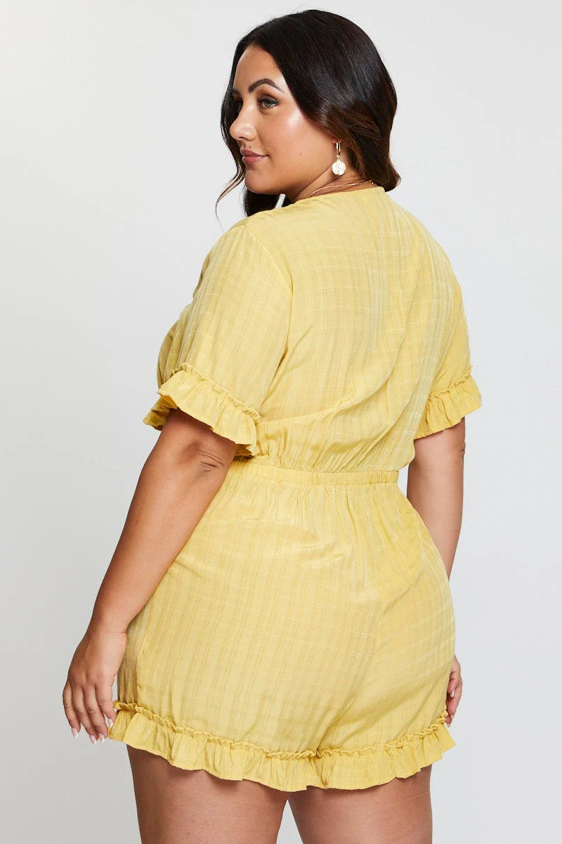 Light Must Playsuit V-neck Short Sleeve Ruffle Hem - Image 6