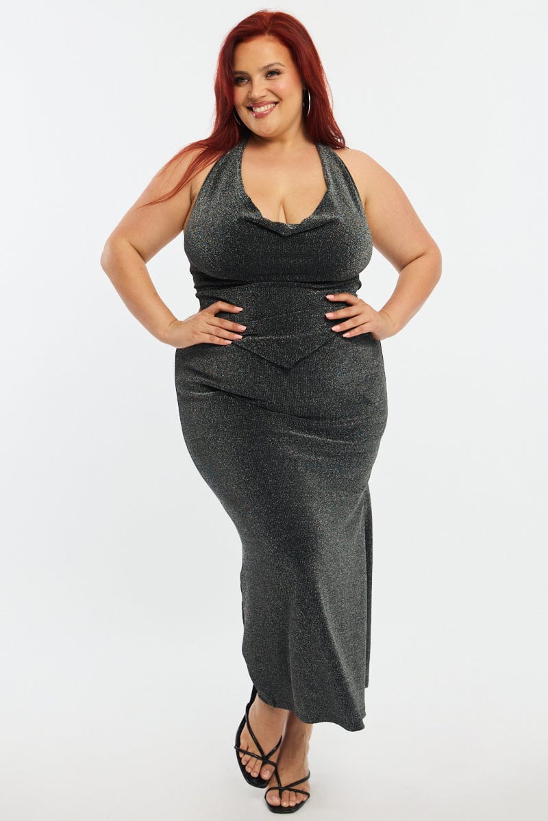 Metallic Mesh Midi Skirt