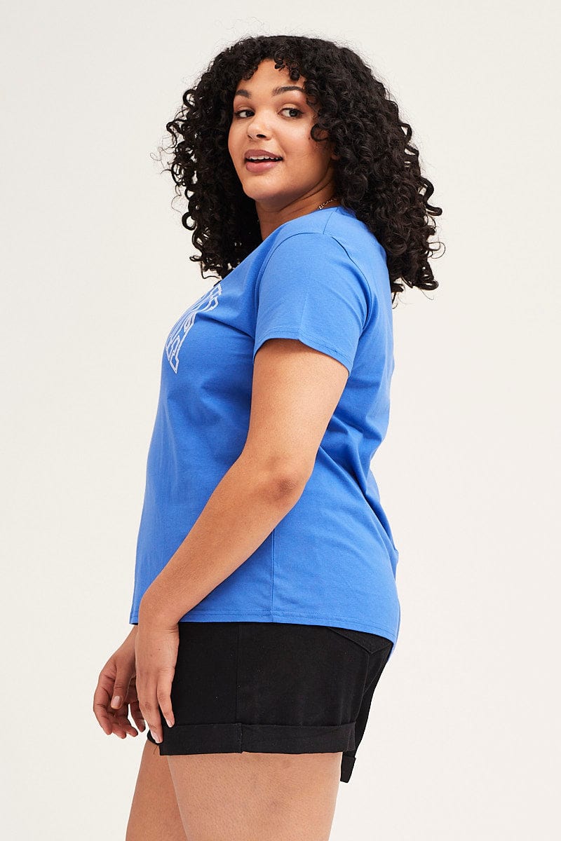 Mid Blue Graphic Short Sleeve Regular T-shirt - Image 4