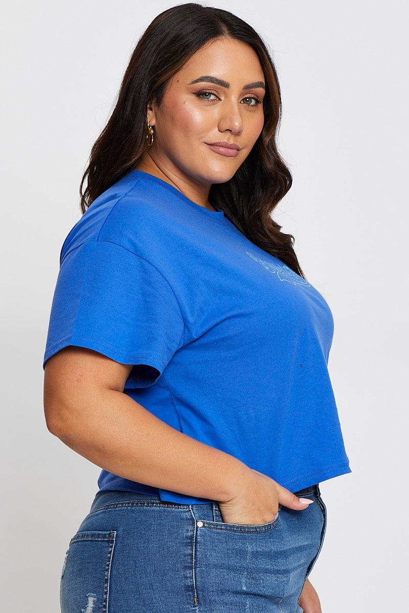 Mid Blue Graphic T-shirt Brooklyn Crew Neck Short Sleeve - Image 4