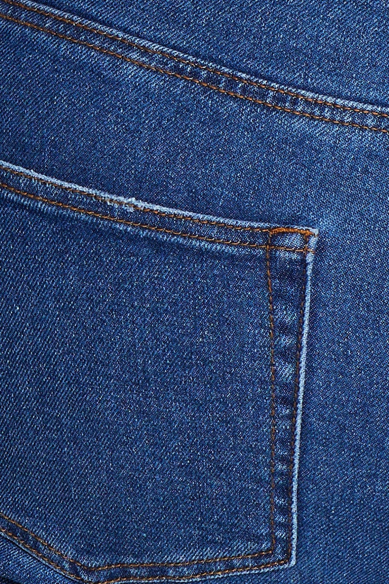 Mid Blue High Waist Flare Denim Jeans - Image 6