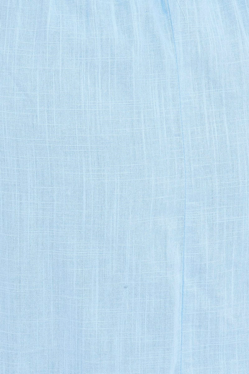 Mid Blue Short Puff Sleeve Peephole Blue Skater Dress - Image 6