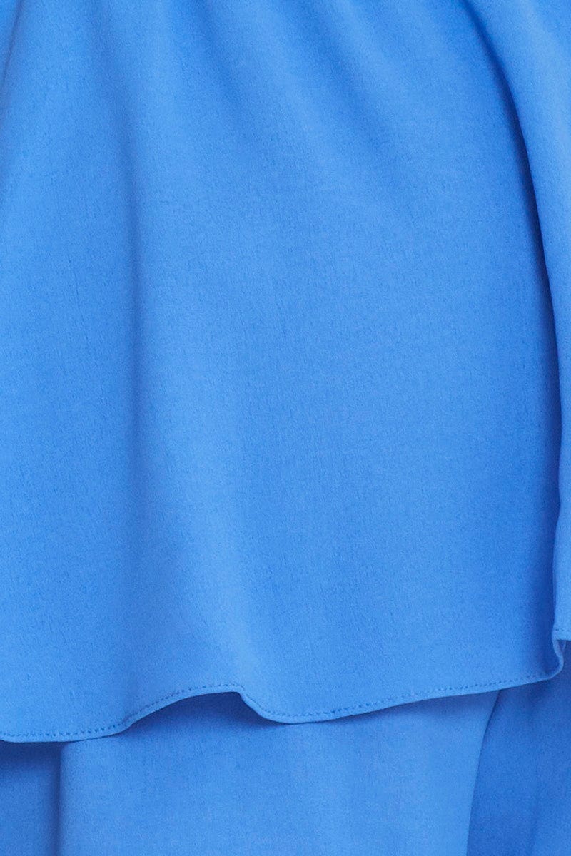 Mid Blue Short Sleeve Blue Frill Playsuit - Image 6