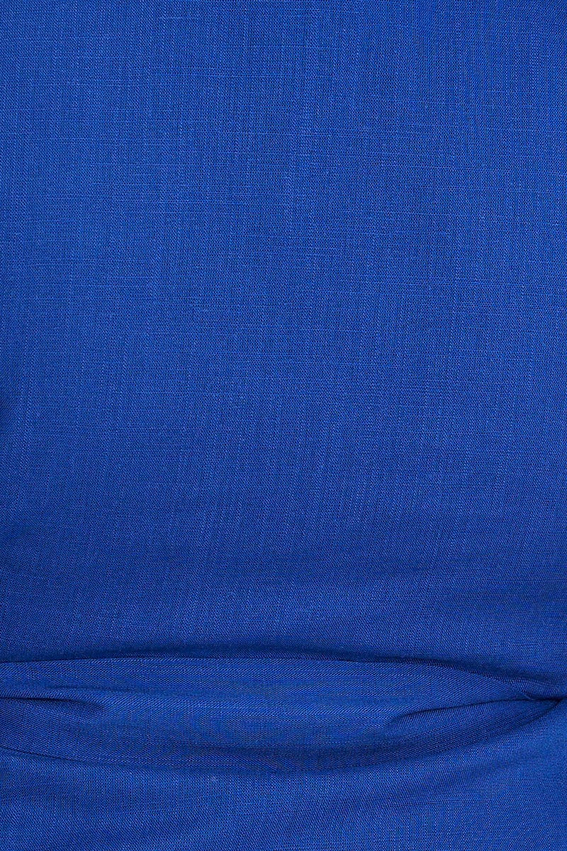 Mid Blue Skater Dress V-neck Short Sleeve Tie - Image 6
