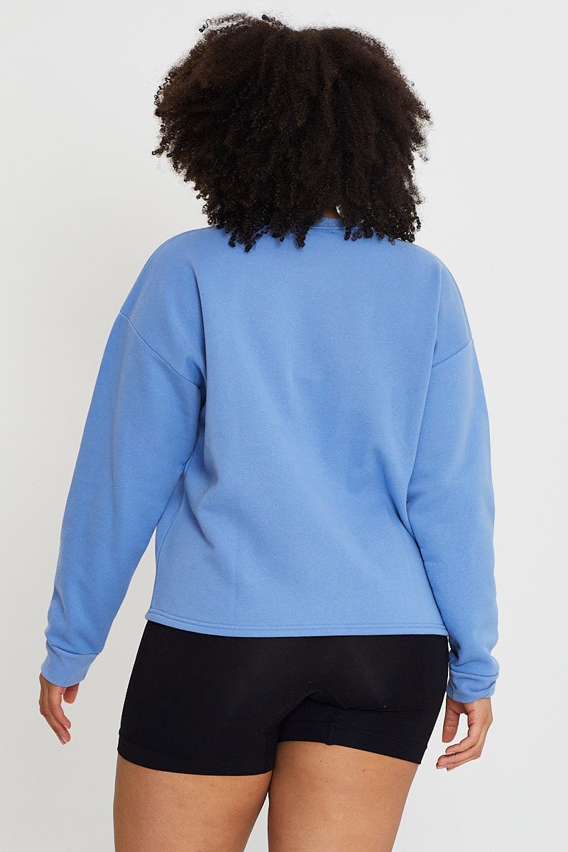 Mid Blue Sleeve Sweatshirt California Crew Neck Long - Image 5