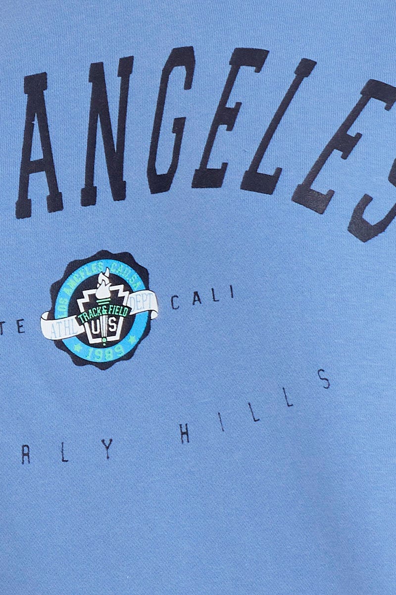 Mid Blue Sleeve Sweatshirt California Crew Neck Long - Image 6