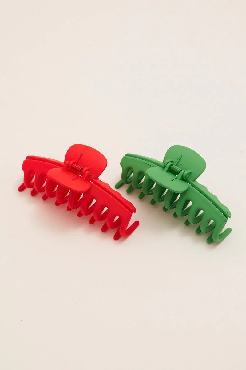 Multi 2 Pack Classic Hair Claw Clip - Image 2