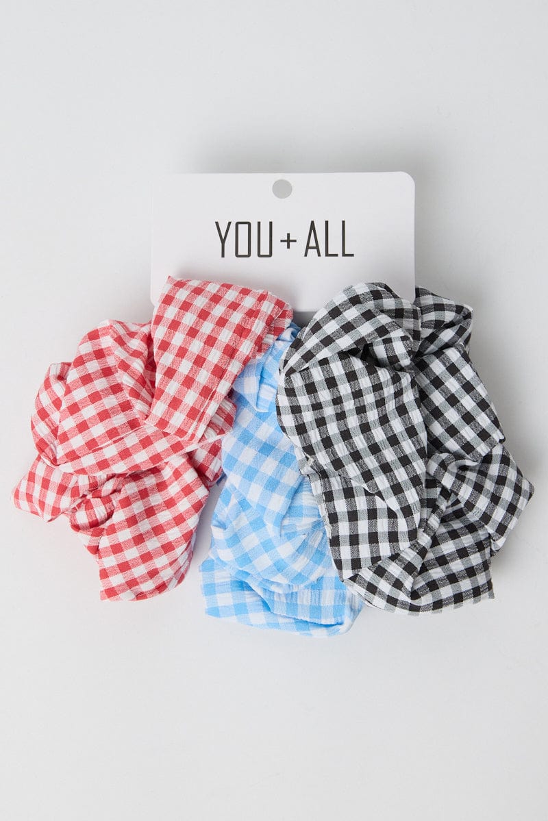 Multi 3 Pack Gingham Scrunchies