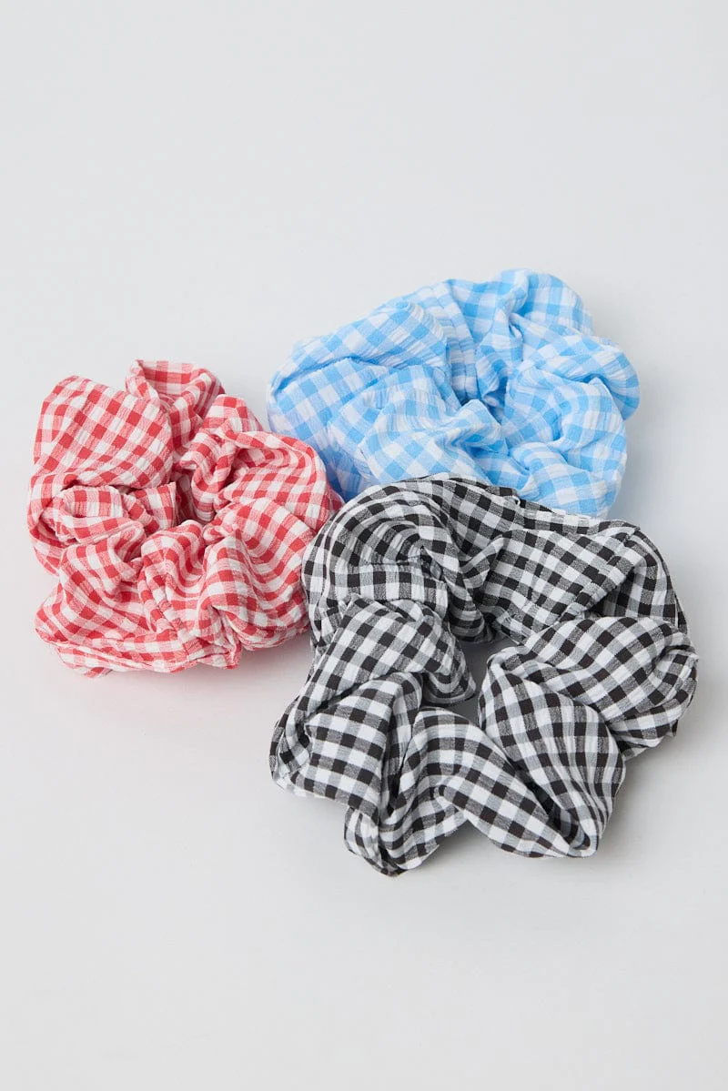 Multi 3 Pack Gingham Scrunchies - Image 2