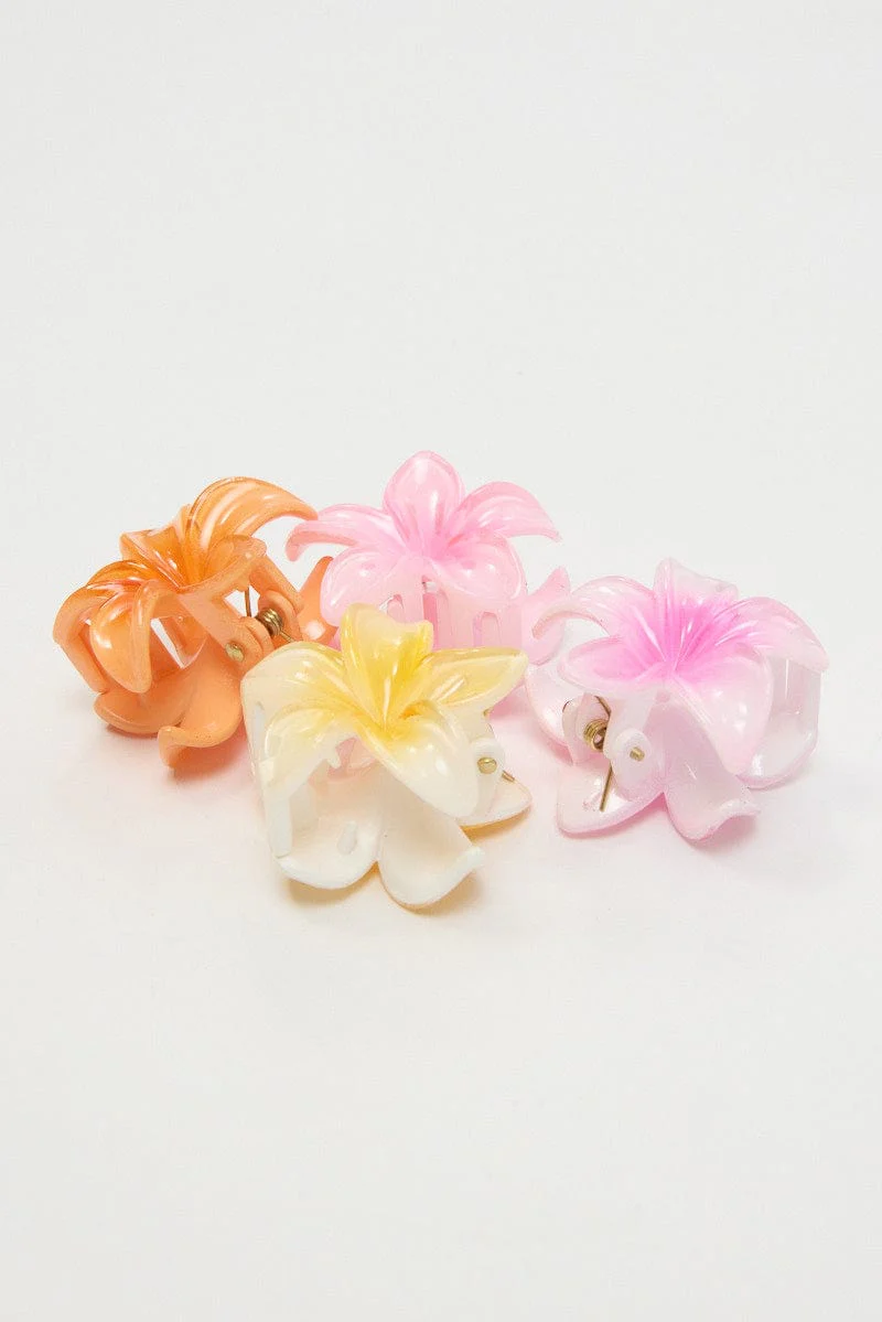 Multi 4 Pack Flower Claw Clips - Image 2