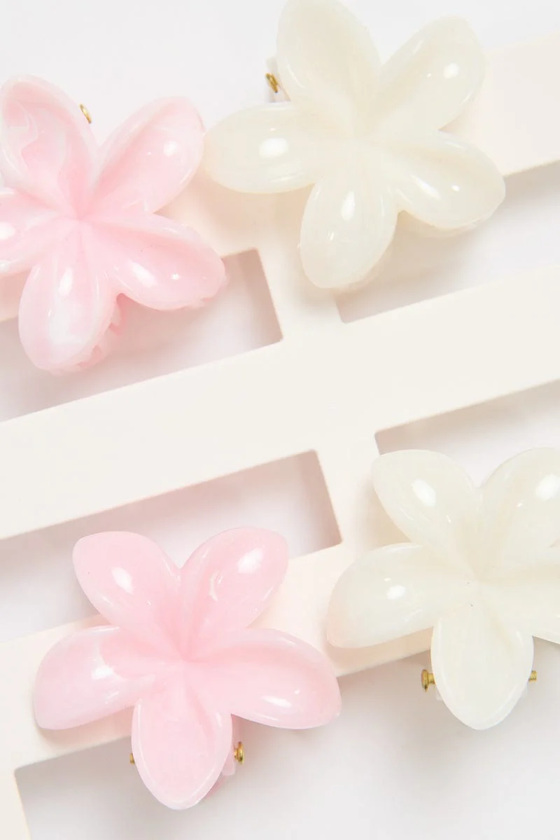 Multi 4 Pack Flower Claw Clips