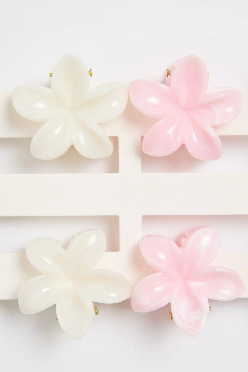 Multi 4 Pack Flower Claw Clips - Image 2