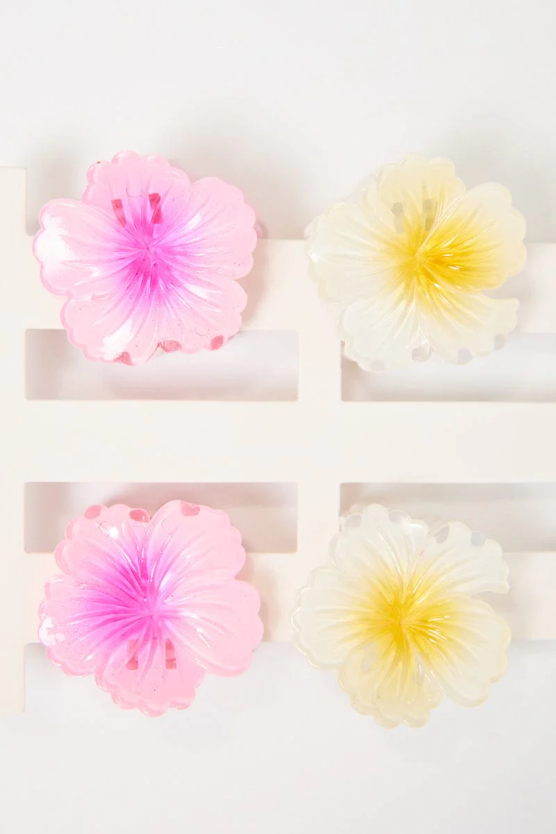 Multi 4 Pack Flower Claw Clips - Image 2