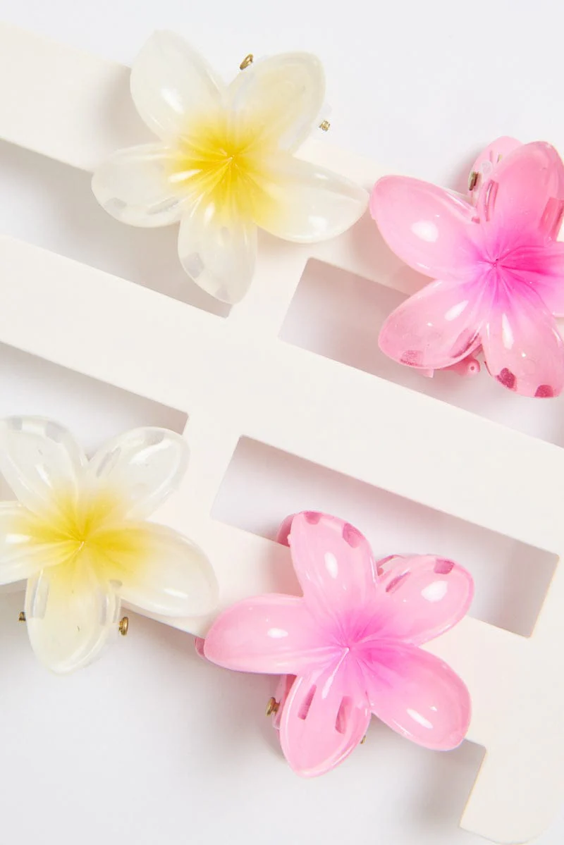 Multi 4 Pack Hibiscus Flower Claw Clips - Image 2