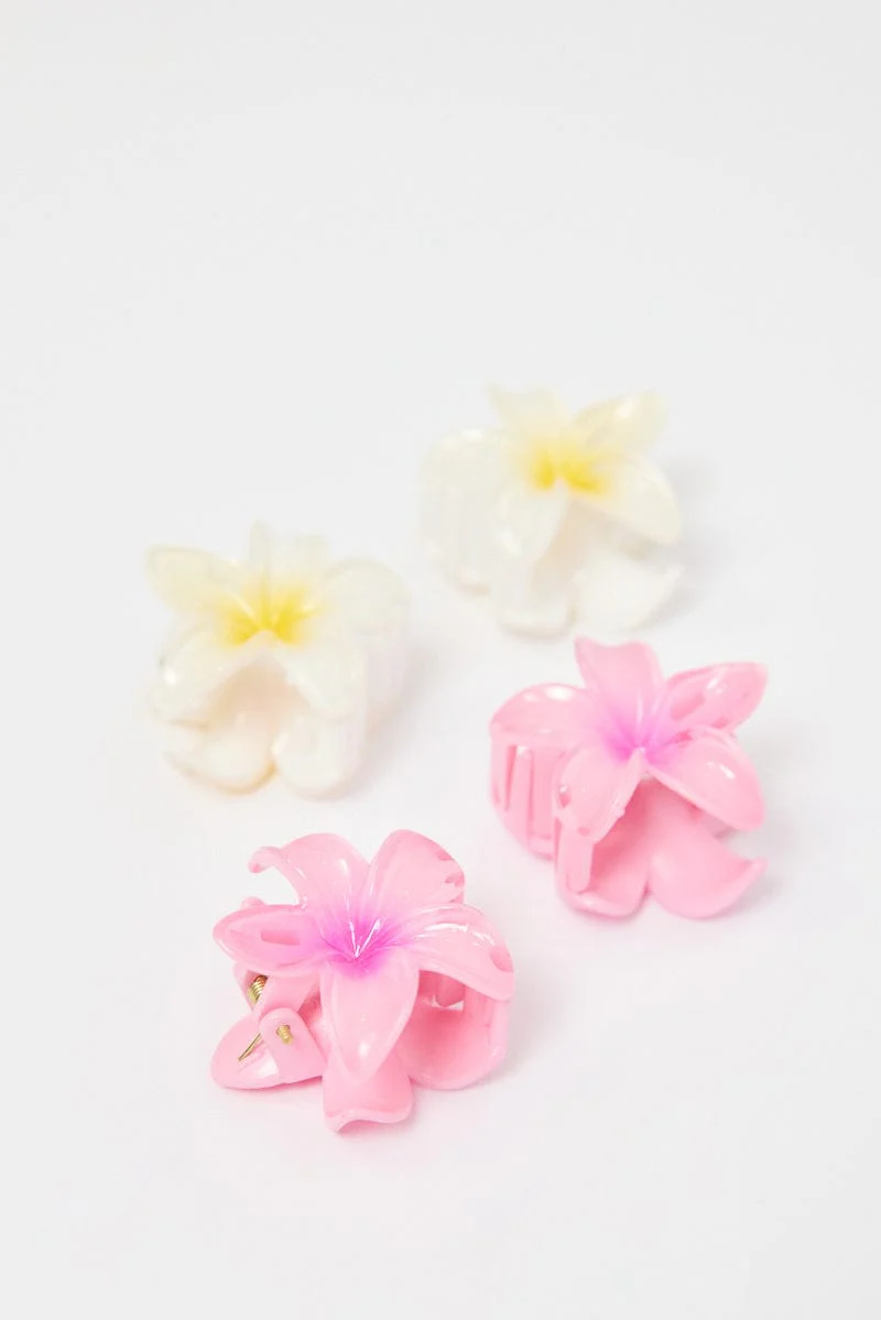 Multi 4 Pack Hibiscus Flower Claw Clips - Image 3