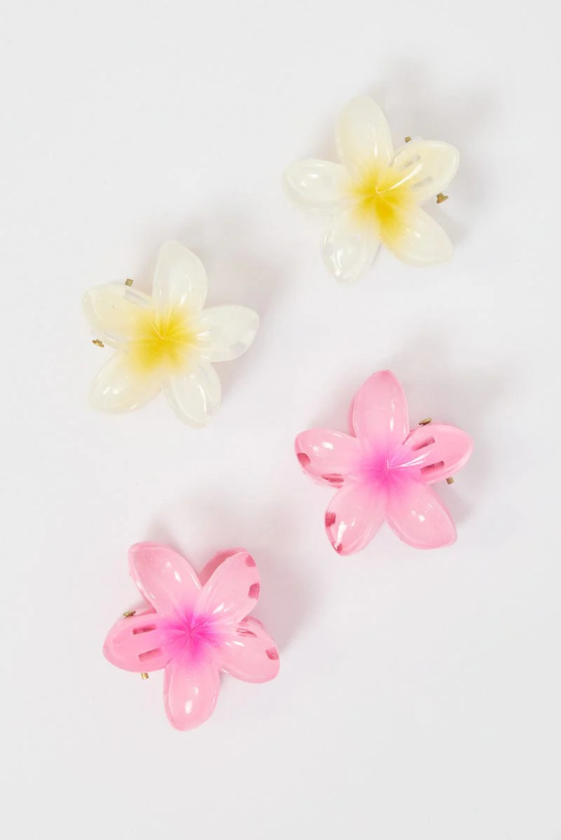 Multi 4 Pack Hibiscus Flower Claw Clips - Image 4
