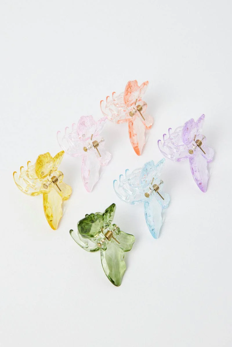 Multi 6 Pack Butterfly Claw Clips - Image 2