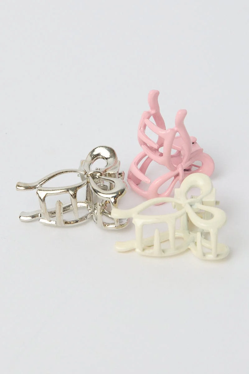Multi 6 Pack Mini Bow Claw Clips - Image 2