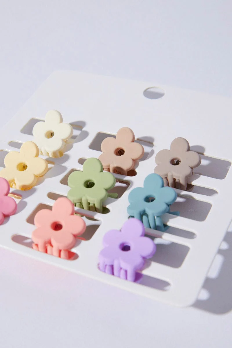 Multi 9 Pack Multi Flower Claw Clips - Image 2