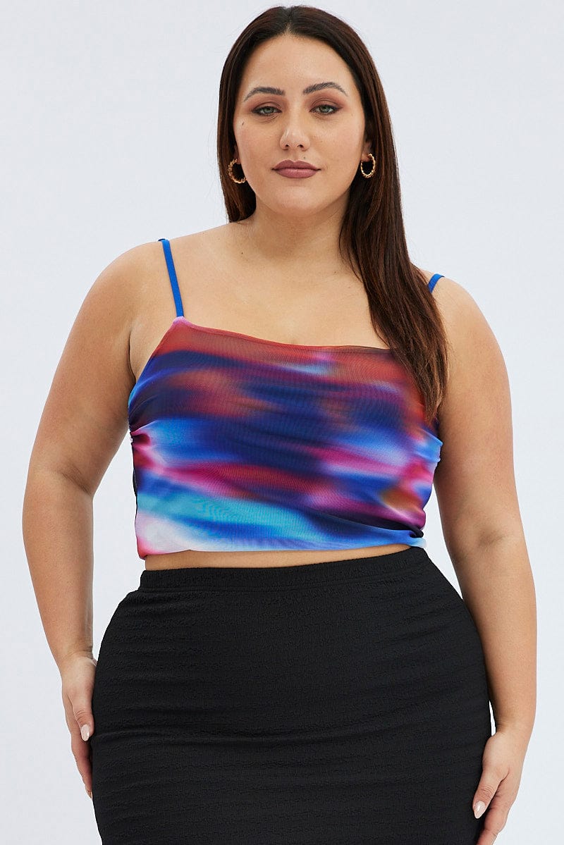 Multi Abstract Cami Top Stretch Mesh - Image 3