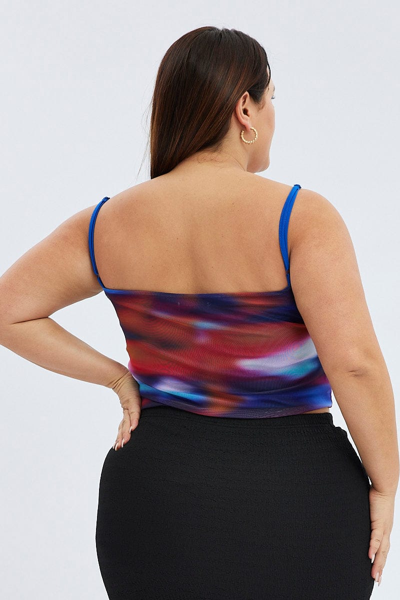 Multi Abstract Cami Top Stretch Mesh - Image 5