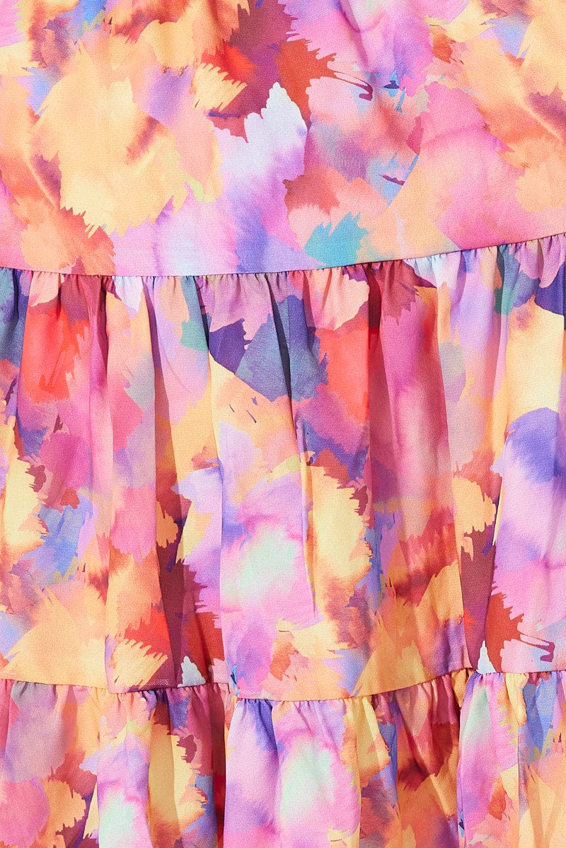 Multi Abstract Gather Detail Minidress - Image 6