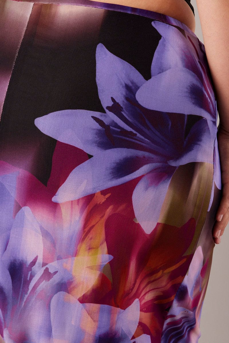 Multi Abstract Mesh Bodycon Skirt - Image 6