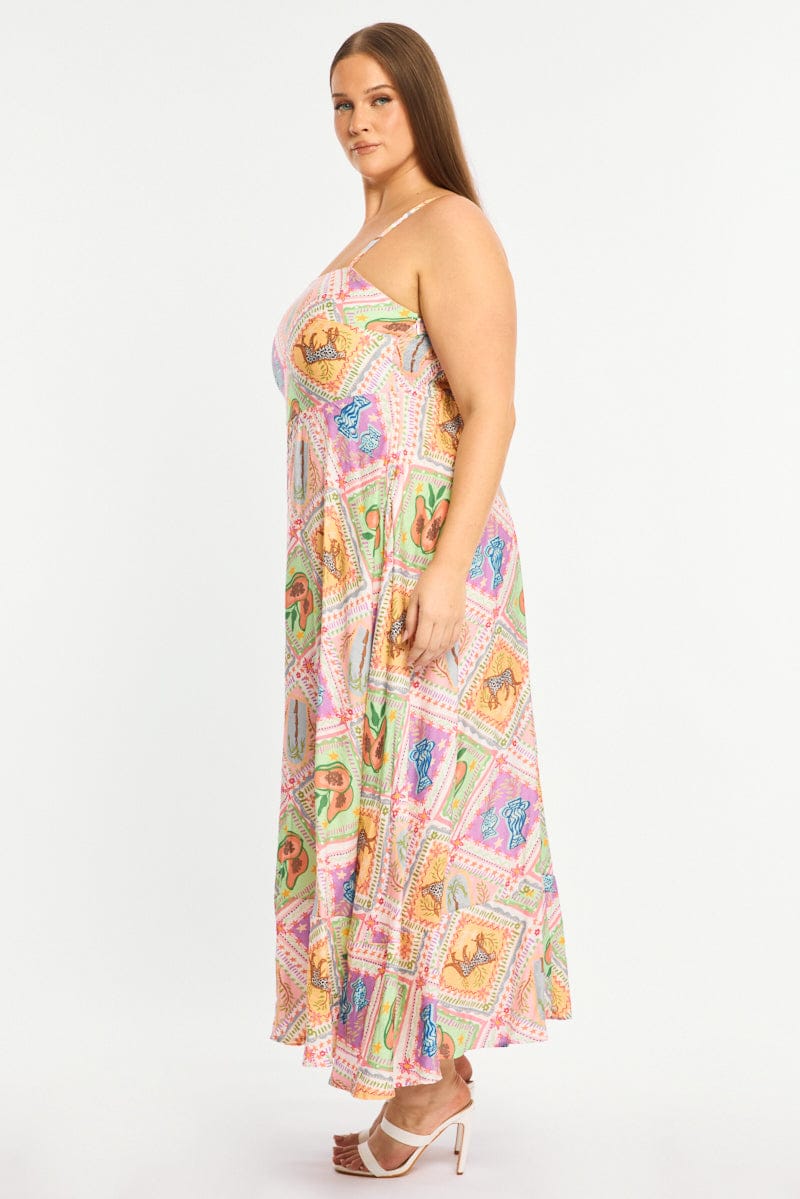 Multi Abstract Midi Dress Sleeveless - Image 3