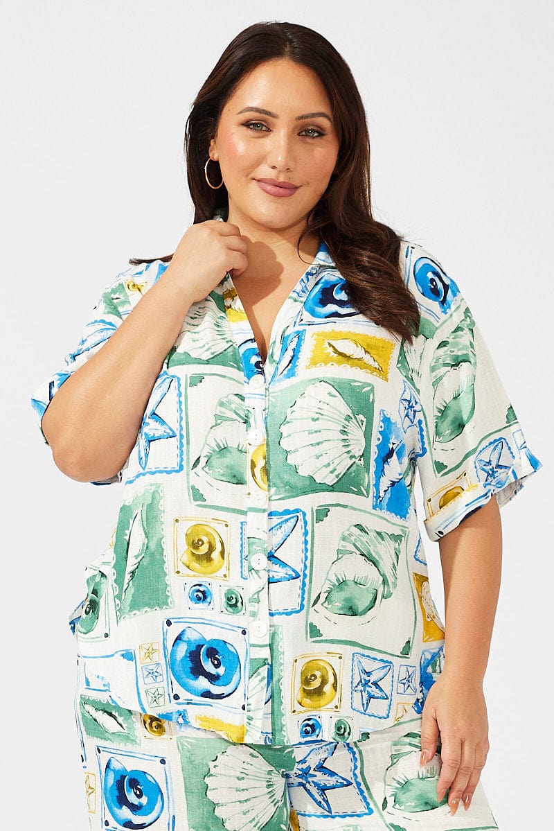 Multi Abstract Relaxed Shirt Short Sleeve - Image 3
