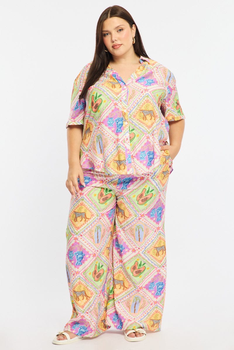 Multi Abstract Relaxed Shirt Short Sleeve - Image 2