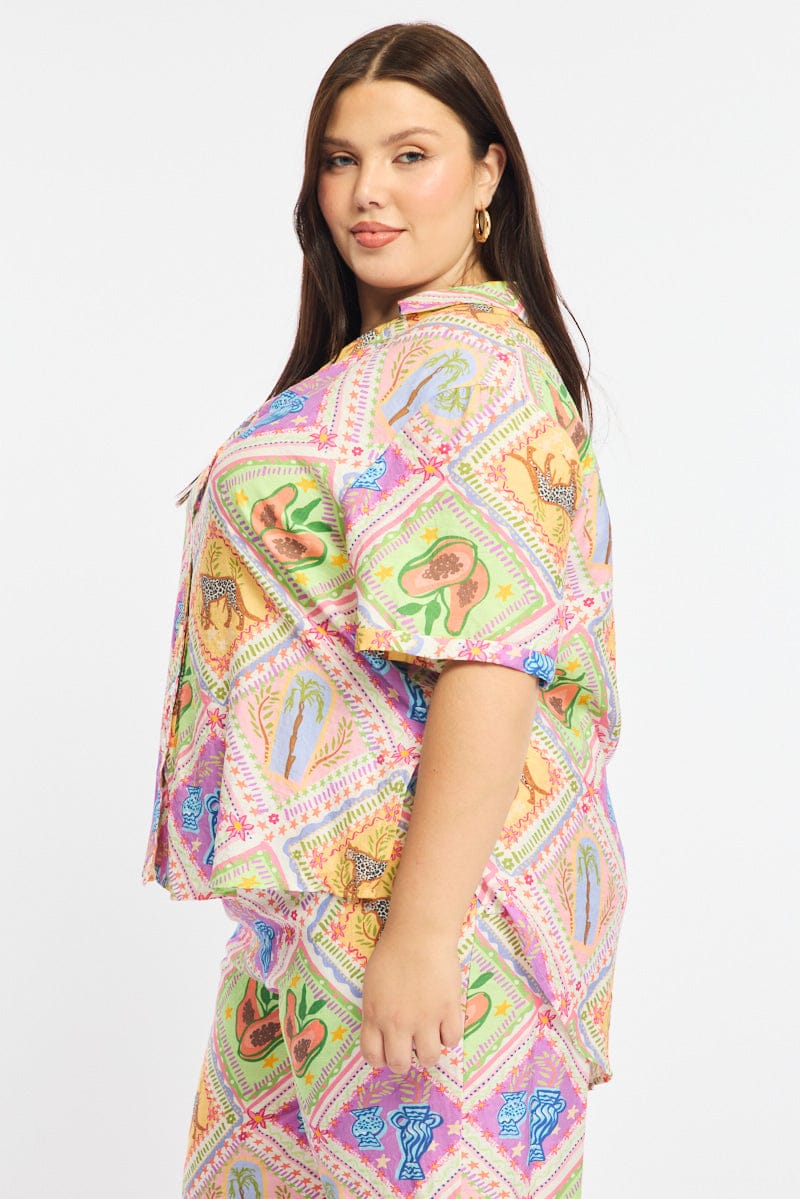 Multi Abstract Relaxed Shirt Short Sleeve - Image 4