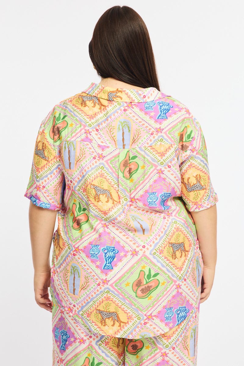 Multi Abstract Relaxed Shirt Short Sleeve - Image 5