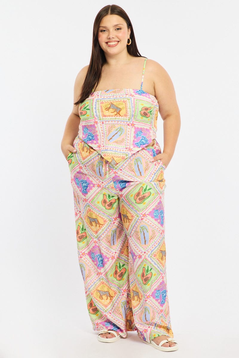 Multi Abstract Scarf Top Sleeveless - Image 2
