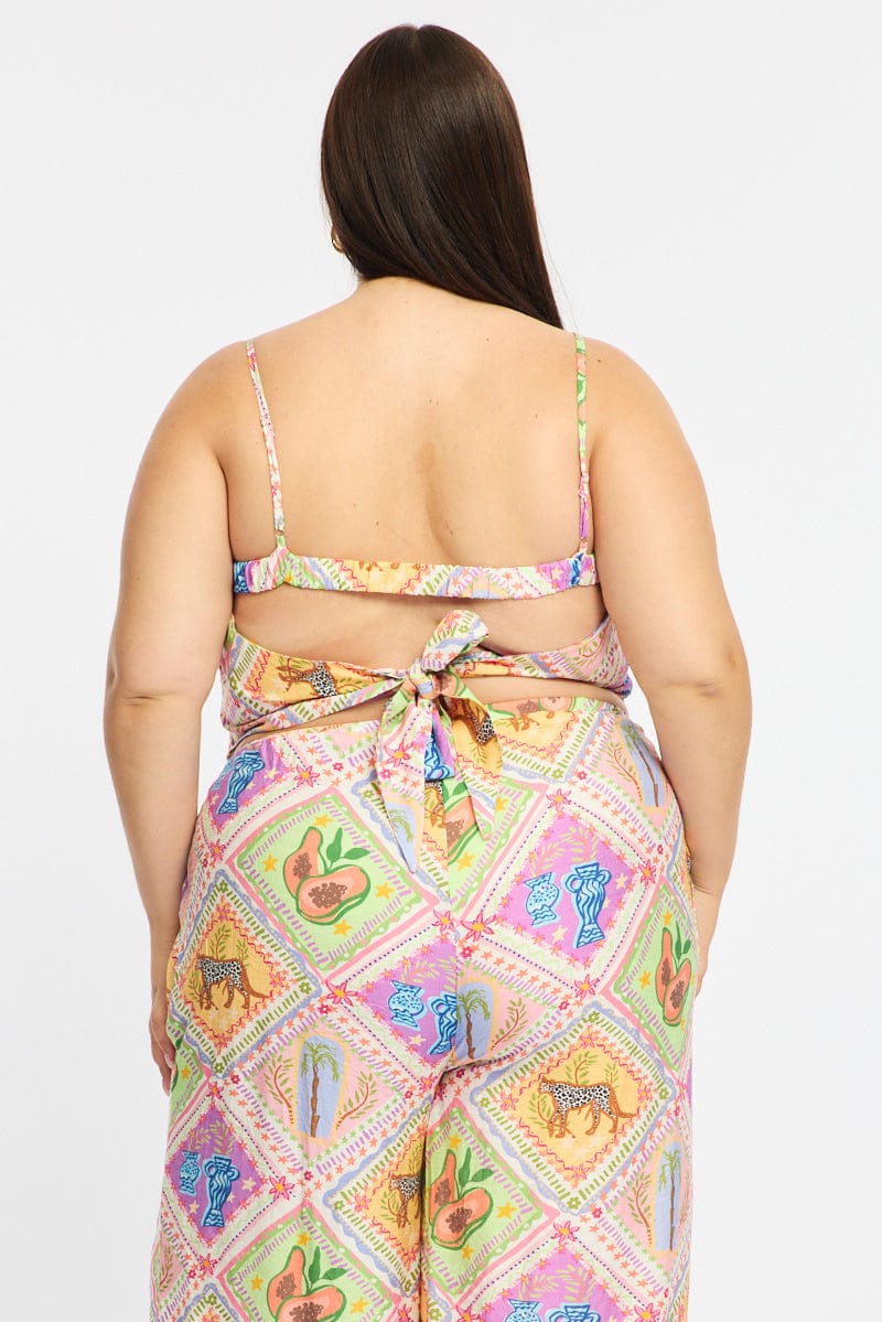 Multi Abstract Scarf Top Sleeveless - Image 5