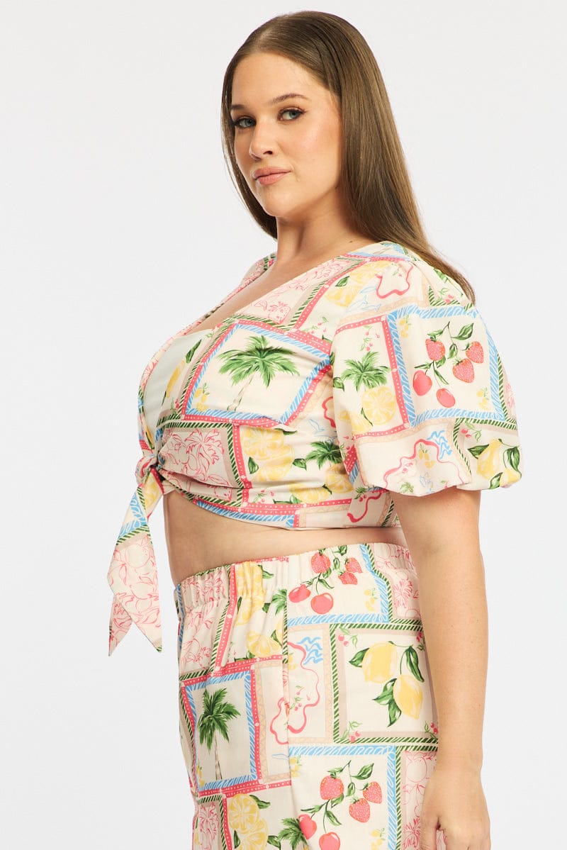 Multi Abstract Tie Up Bolero Short Sleeve - Image 4
