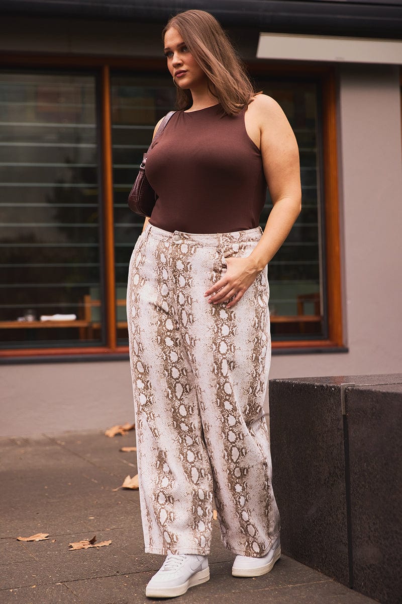 Multi Animal Print Baggy Jeans Mid Rise