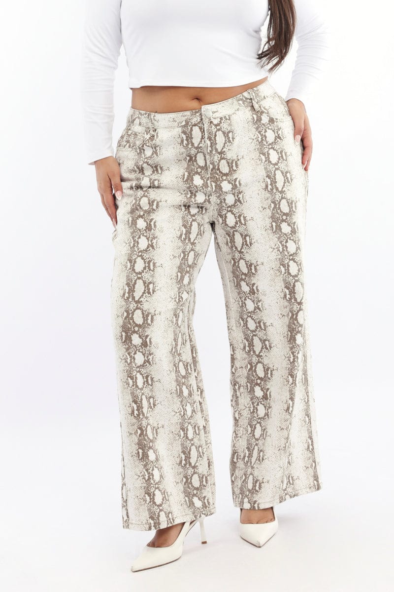 Multi Animal Print Baggy Jeans Mid Rise - Image 2