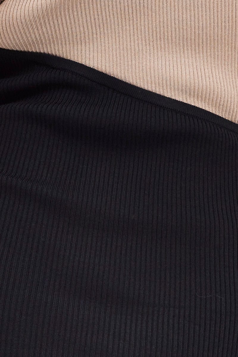 Multi Bodycon Dress Sleeveless Round Neck Spliced Knit - Image 7