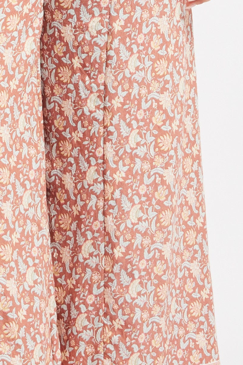 Multi Boho Elastic Waist Border Wide Leg Pants - Image 6