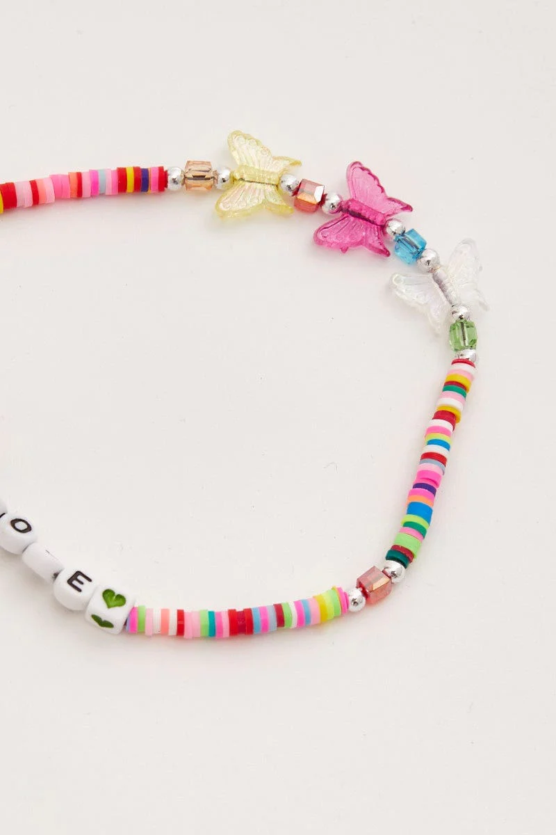 Multi Colour Butterfly And Love Phone Chain - Image 2