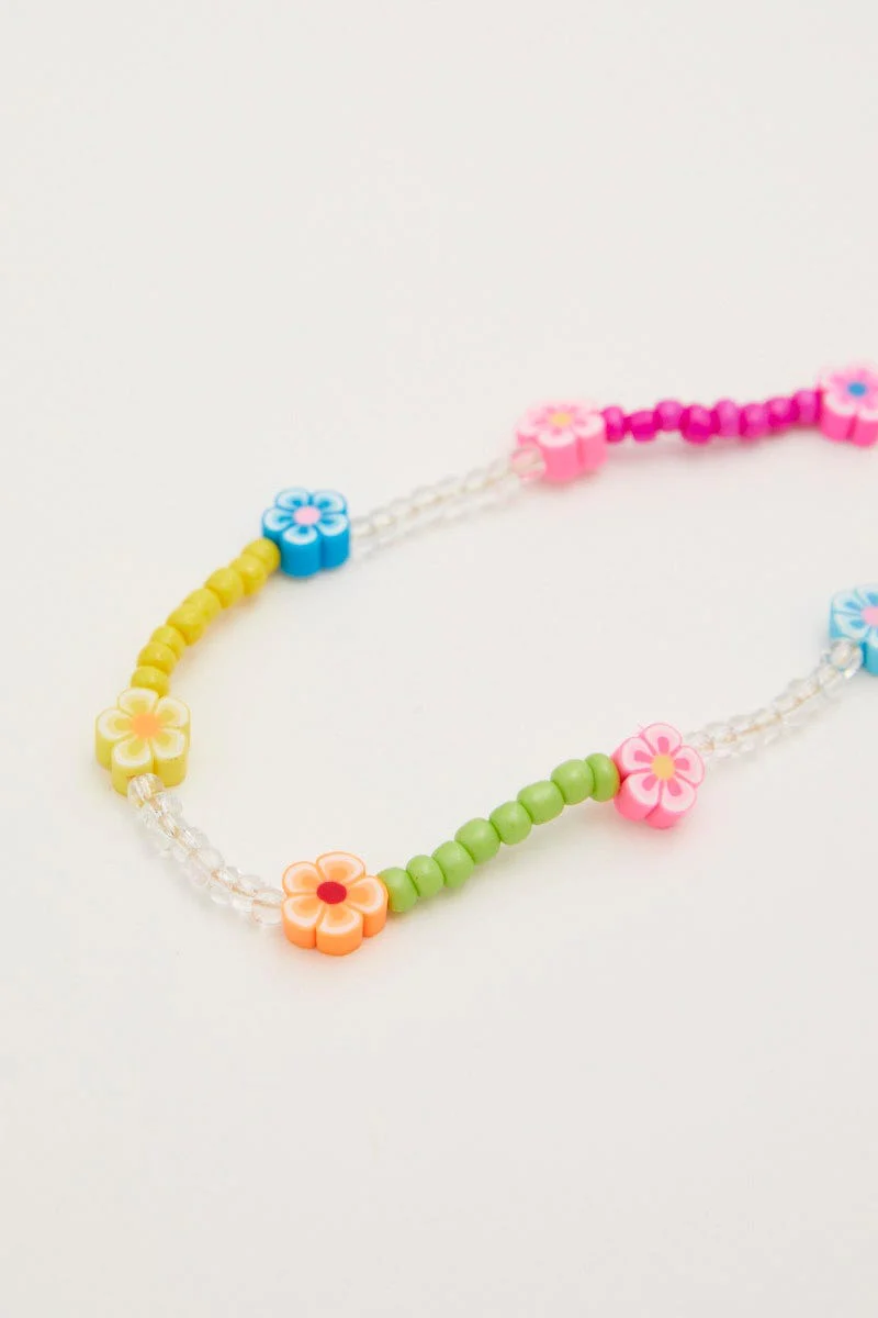 Multi Colour Flower And Beads Phone Chain - Image 2