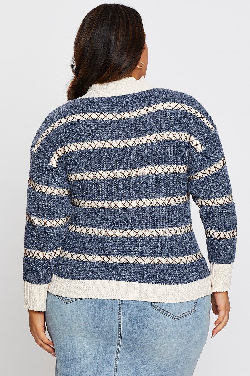 Multi Colour Knit Top High Nexk Long Sleeve - Image 5