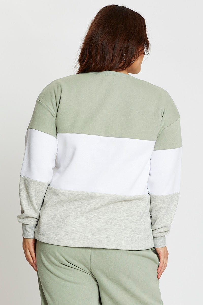 Multi Colour Long Sleeve Spliced Fleece Sweater - Image 5