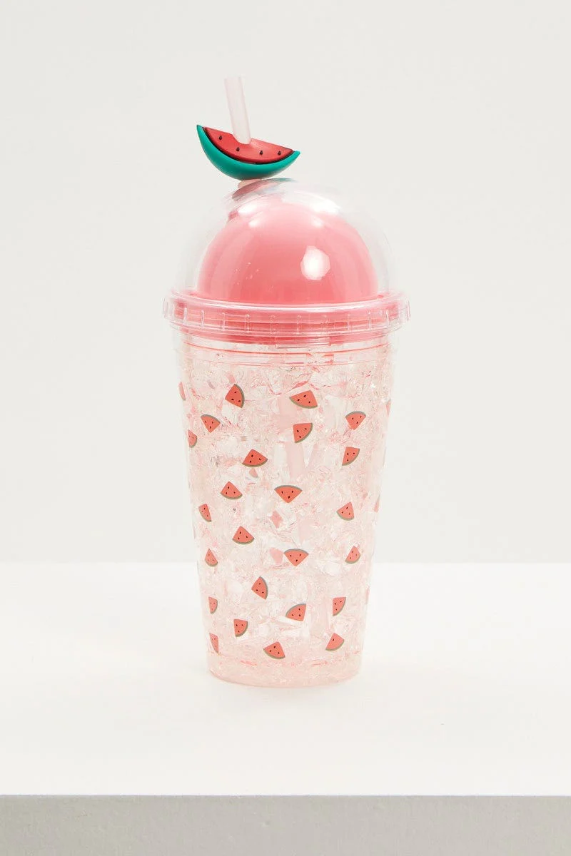 Multi Colour Plus Watermelon Reusable Glitter Drinks Cup - Image 2
