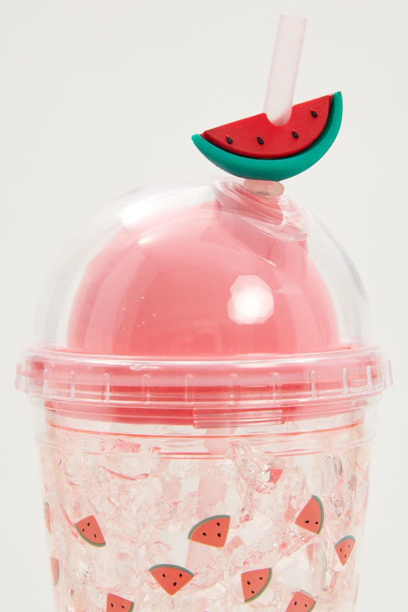 Multi Colour Plus Watermelon Reusable Glitter Drinks Cup - Image 3