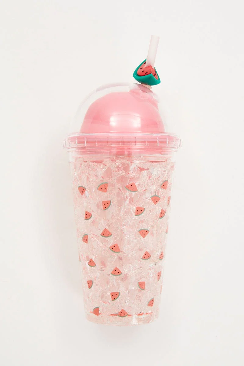 Multi Colour Plus Watermelon Reusable Glitter Drinks Cup - Image 4