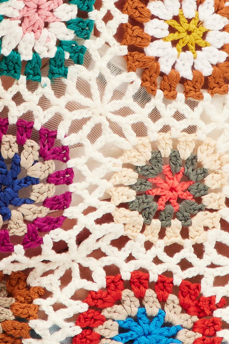 Multi Crochet Top Crop Square Neck - Image 6