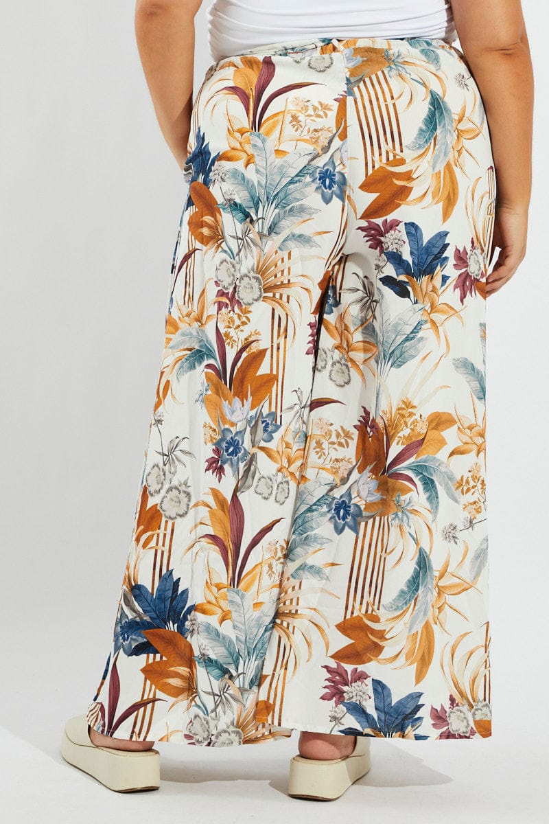 Multi Floral Wide Leg Pants Belted - Image 5