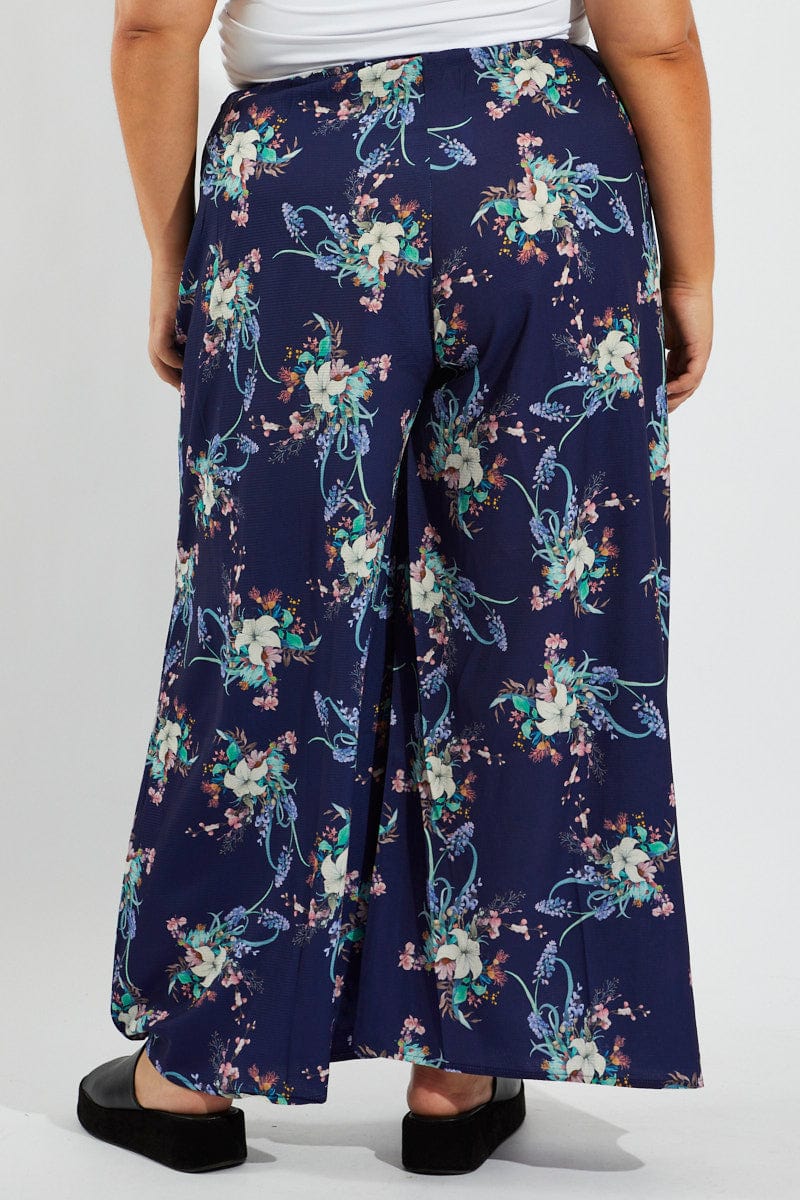 Multi Floral Wide Leg Pants Belted - Image 5