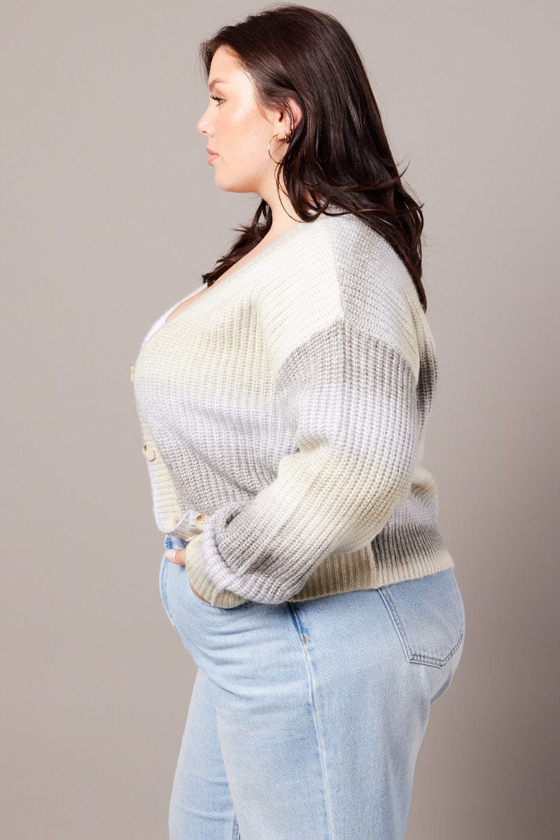Multi Knit Cardigan V-neck - Image 4
